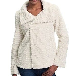 Patagonia pelage off white fleece faux fur moto zipper lined jacket womens S